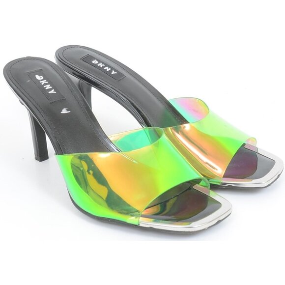 DKNY Shoes - DKNY Women's 8 Iridescent Apple Green Open-Toe Slides Stiletto Heels Clubwear